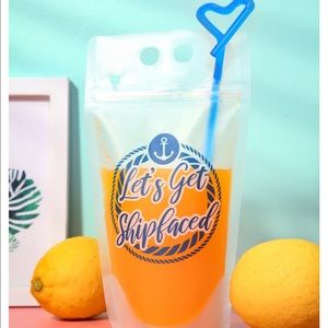 NWT nautical slushy cocktail bags with straws